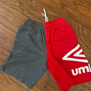 Umbro Boys’ Grey Red Big Logo Shorts